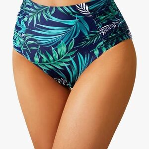 XL Tempt Me High Waisted Bikini Bottoms Full Coverage Swimsuit Bottoms Ruched